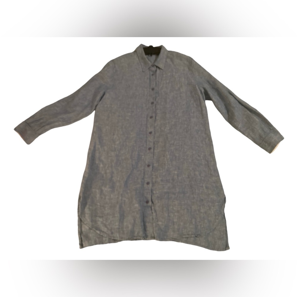Soft Surroundings 100% Linen Lagenlook Long Sleeve Shirt Dress. Size Large. - Picture 4 of 14